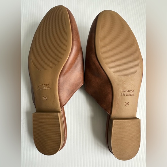 Amazon Essentials Slip on Mules Loafers Brown Gold Buckle Details Size 8.5 - Picture 5 of 6